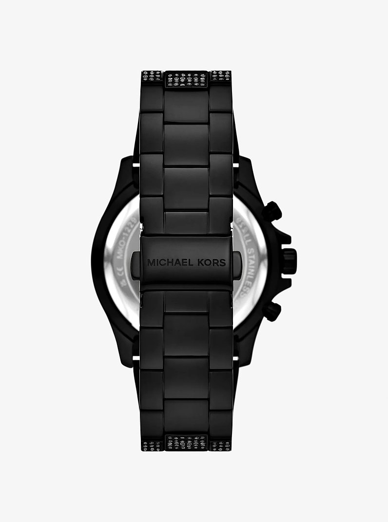 Oversized Everest Pav&eacute; Black-Tone Watch in BLACK | Michael Kors