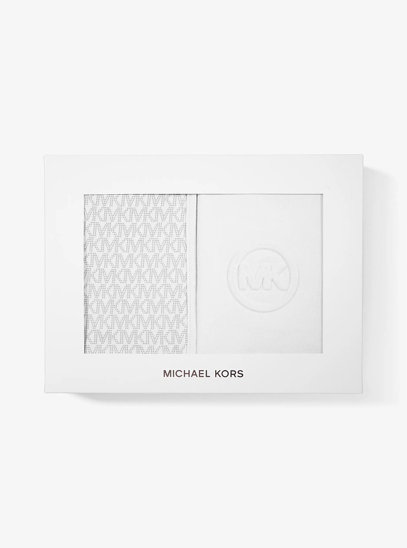2-Pack Logo Cotton Baby Bibs in WHITE | Michael Kors
