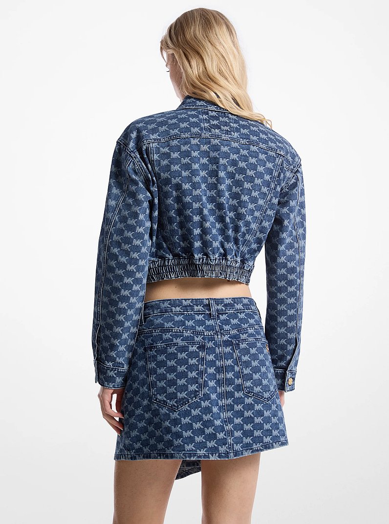 Logo Jacquard Denim Jacket in DUSK BLUE WASH | Michael Kors