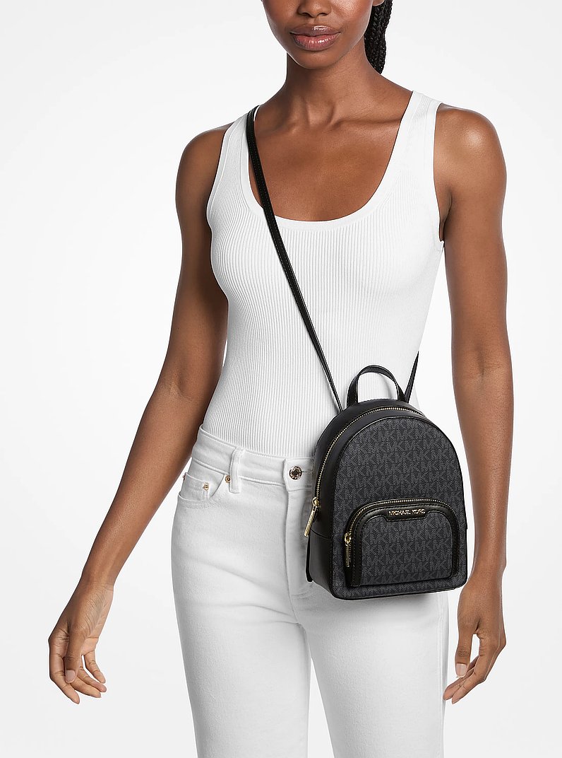 Jaycee Extra-Small Signature Logo Backpack in BLACK | Michael Kors