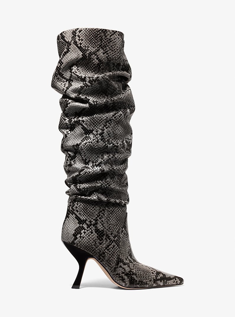 Luna Snake Embossed Leather Boot in QUARRY GREY | Michael Kors