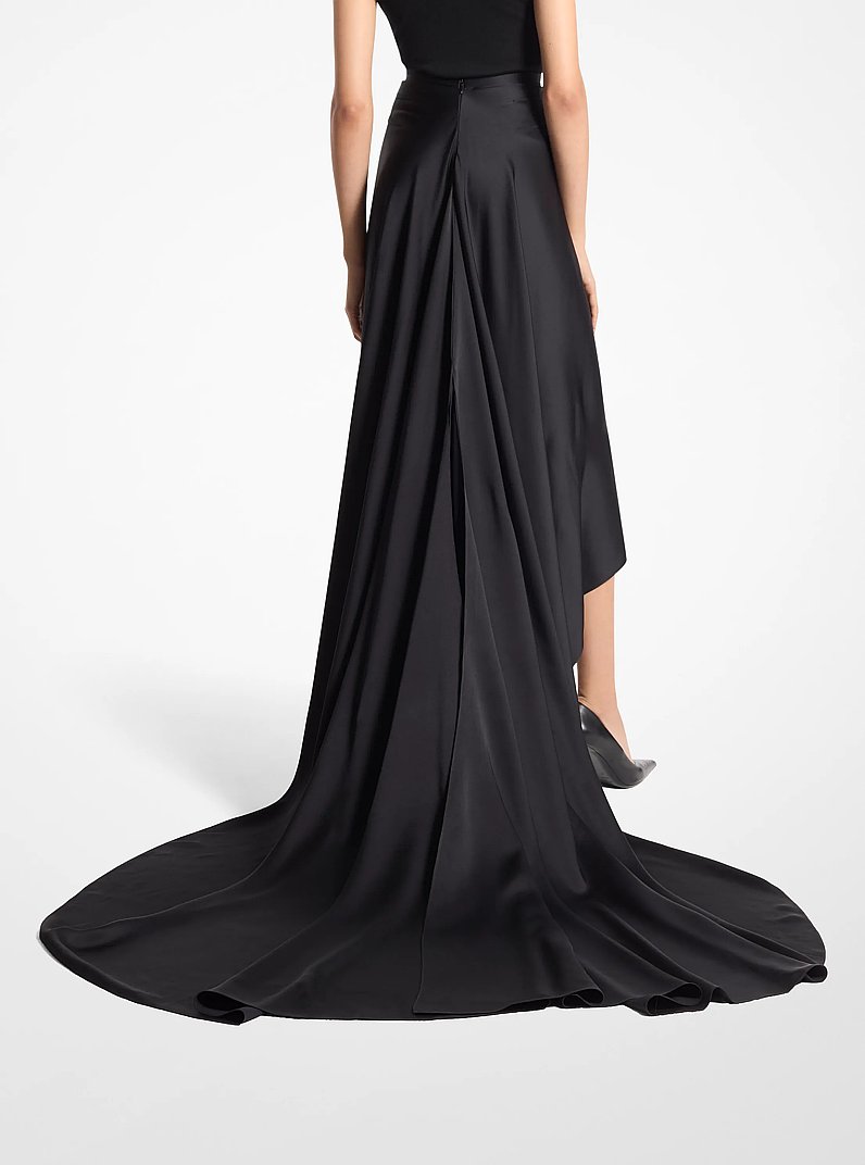 Falda de sat&eacute;n charmeuse con cola in NEGRO | Michael Kors