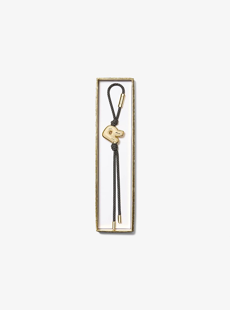 Initial Gold-Tone and Speckled Cord Bag Charm in 18K GOLD | Michael Kors