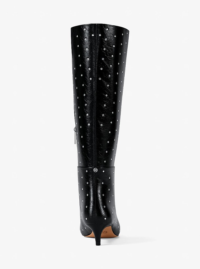 Nalia Studded Kitten Heel Boot in BLACK | Michael Kors