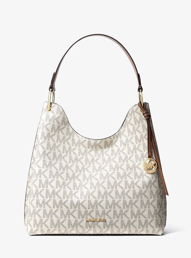 Borsa a spalla hobo Joan grande con stampa logo in VANIGLIA/CUOIO | Michael Kors