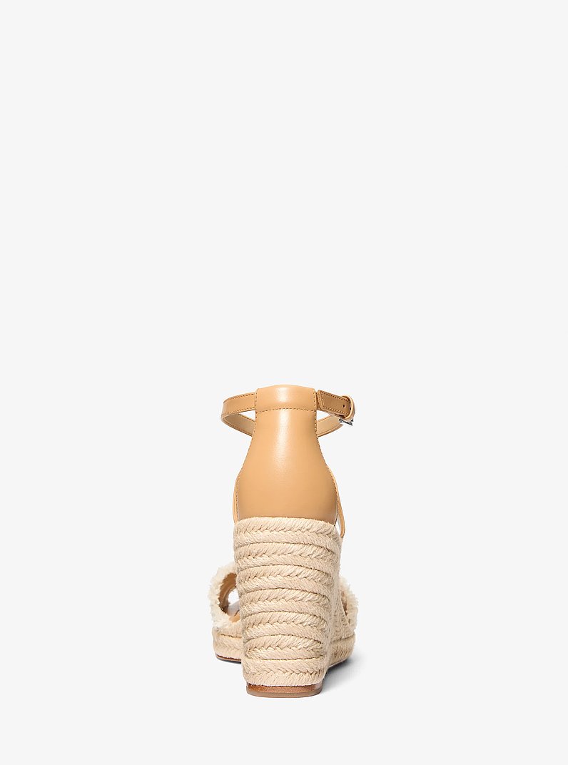 Mandy Linen Wedge Sandal in PALE HEMP | Michael Kors