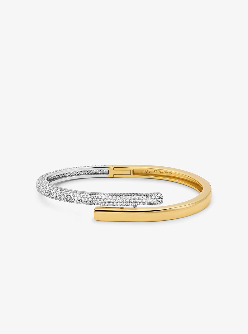 Precious Metal-Plated Pav&eacute; Sterling Silver Bangle in TWO TONE | Michael Kors