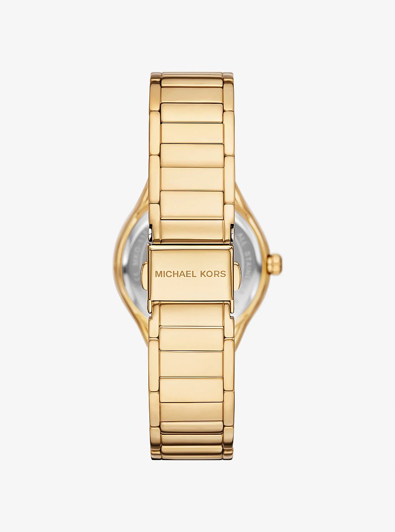 Mini Sylvia Pav&eacute; Gold-Tone Watch in GOLD | Michael Kors