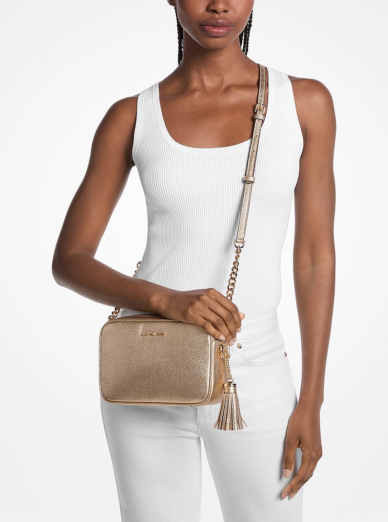 Ginny Metallic Leather Crossbody in PALE GOLD | Michael Kors