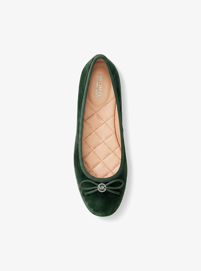 Savannah Logo Debossed Velvet Ballet Flat in AMAZON GREEN | Michael Kors