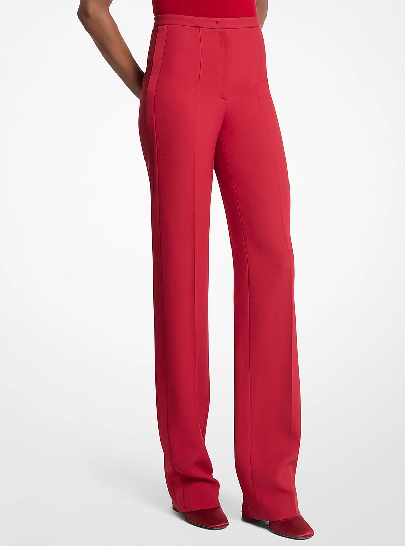 Agyness Double Crepe Sabl&eacute; Tuxedo Trousers in RUBY | Michael Kors