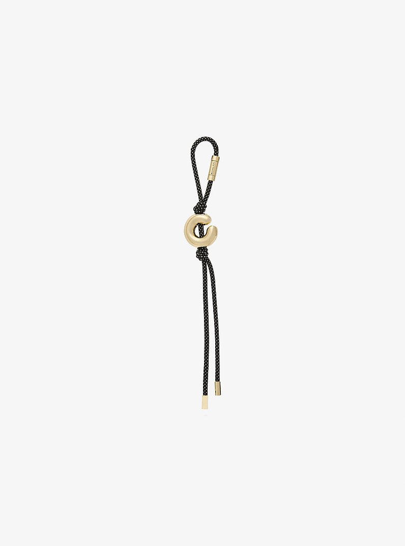 Initial Gold-Tone and Speckled Cord Bag Charm in 18K GOLD | Michael Kors