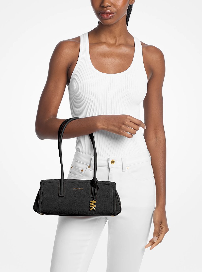 Laila Small Suede Shoulder Bag in BLACK | Michael Kors
