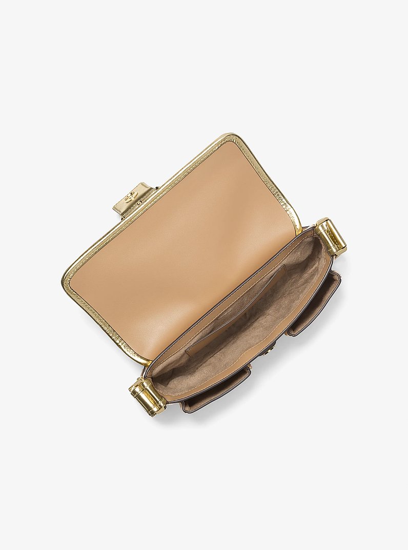 Colby Medium Metallic Leather Shoulder Bag in PALE GOLD | Michael Kors