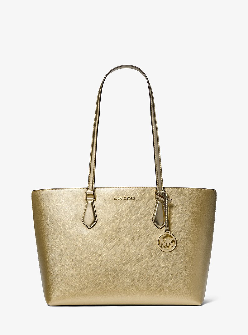 Sheila Large Metallic Tote Bag in PALE GOLD | Michael Kors