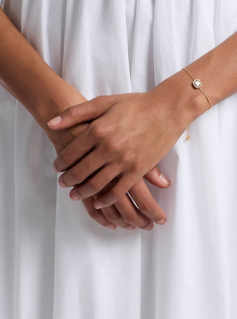 Precious Metal-Plated Sterling Silver Pav&eacute; Slider Bracelet in GOLD | Michael Kors
