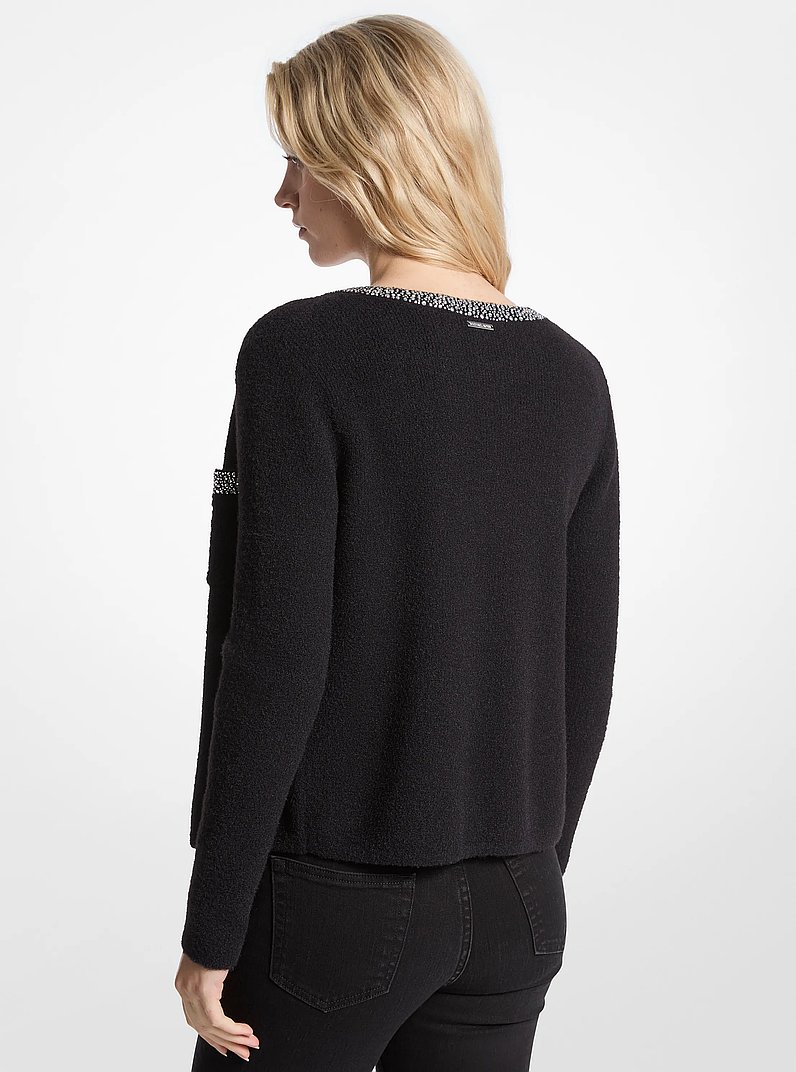 Embellished Nylon Blend Cardigan in BLACK - Sale | Michael Kors [US]