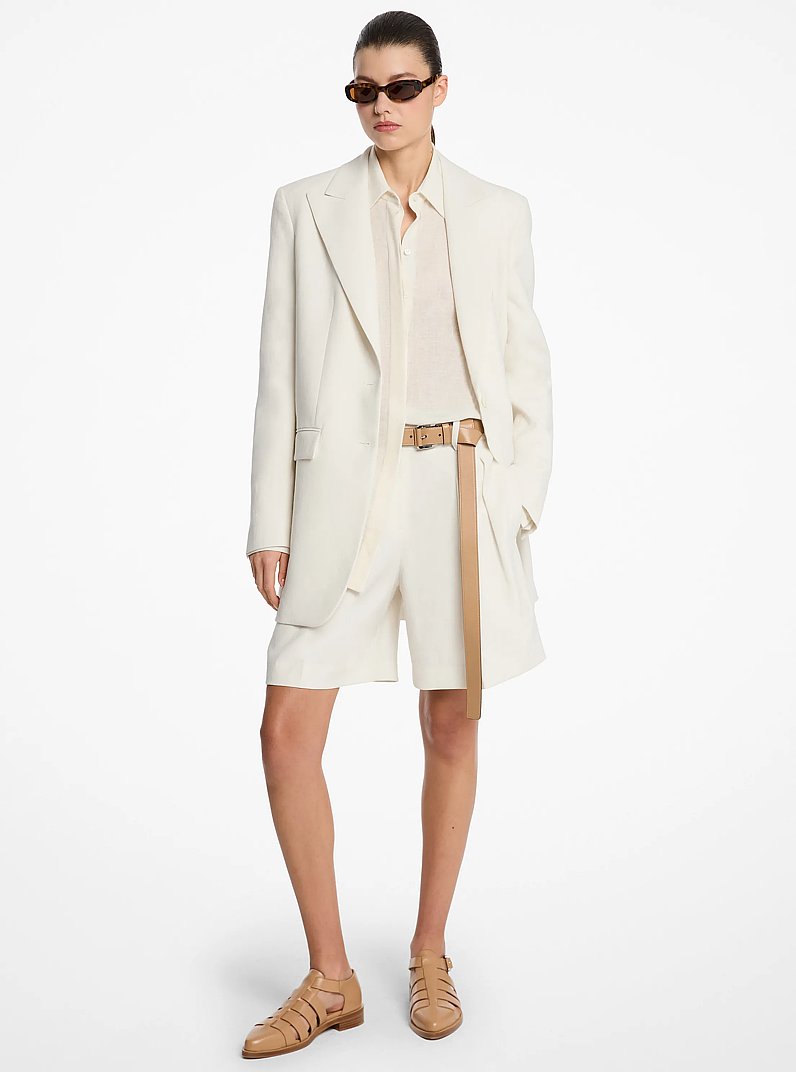 Linen Boyfriend Blazer in ECRU | Michael Kors