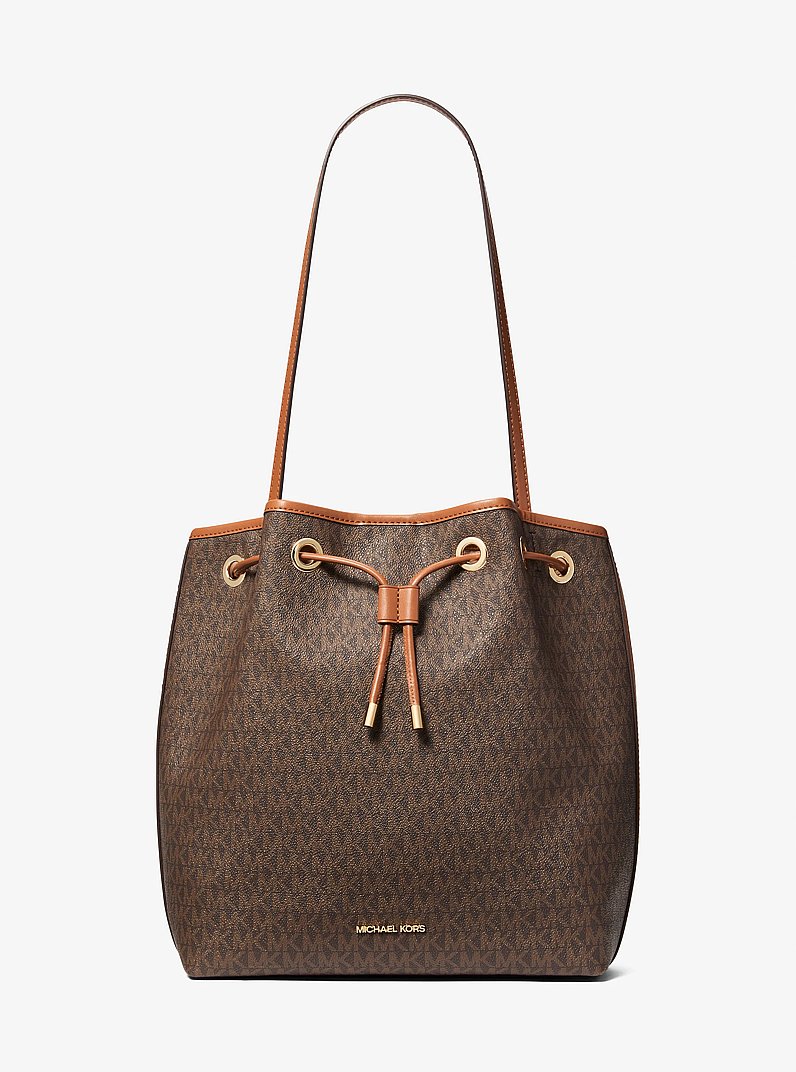Avery Medium Signature Logo Bucket Messenger Bag in BRN/ACORN | Michael Kors