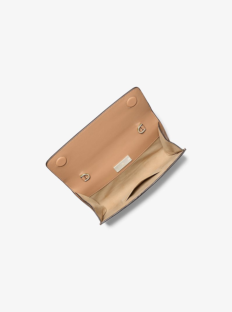 Cate Leather Clutch in SUNTAN | Michael Kors