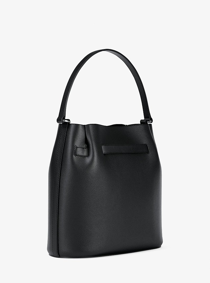 Carson Medium Pebbled Leather Convertible Bucket Crossbody Bag in BLACK | Michael Kors