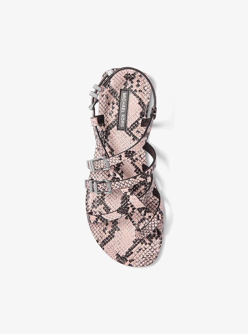 Darrington Snake Embossed Leather Sandal in SMOKEY ROSE | Michael Kors
