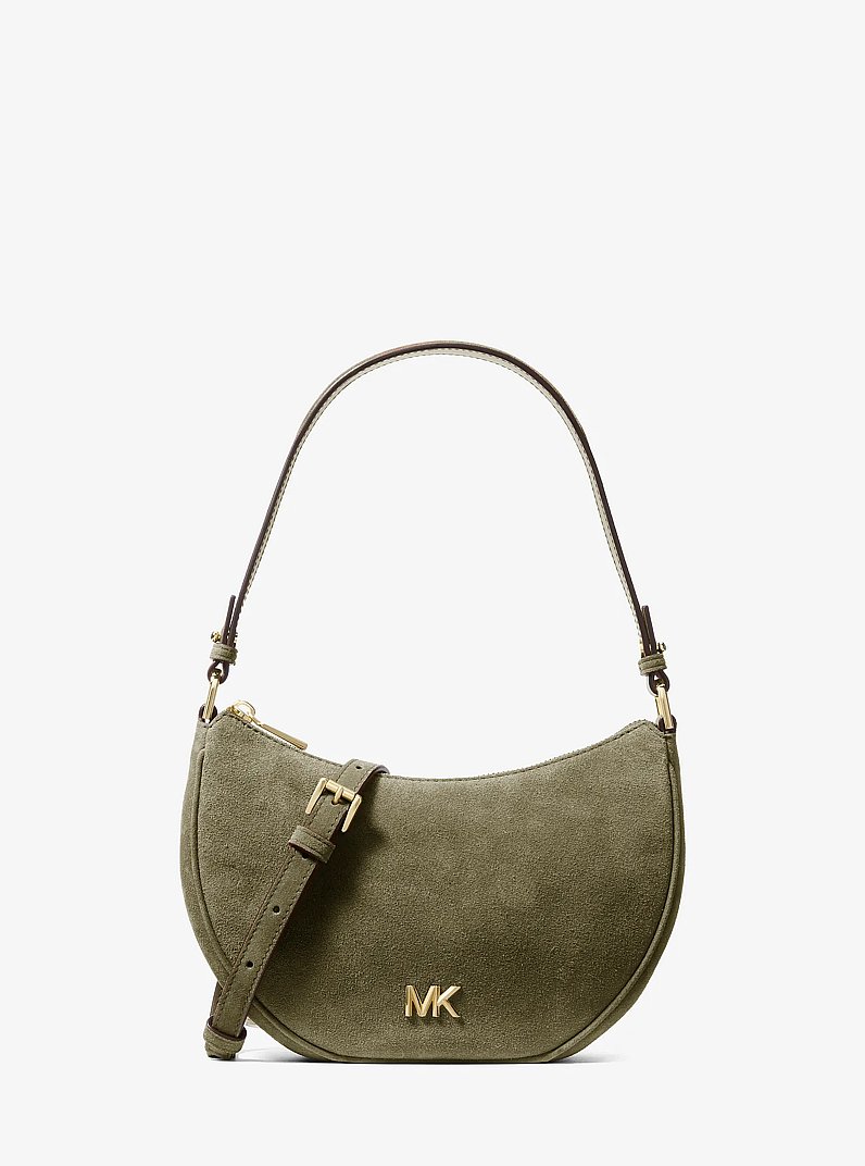 Pochette convertible Kyla peque&ntilde;o de gamuza in LODEN | Michael Kors