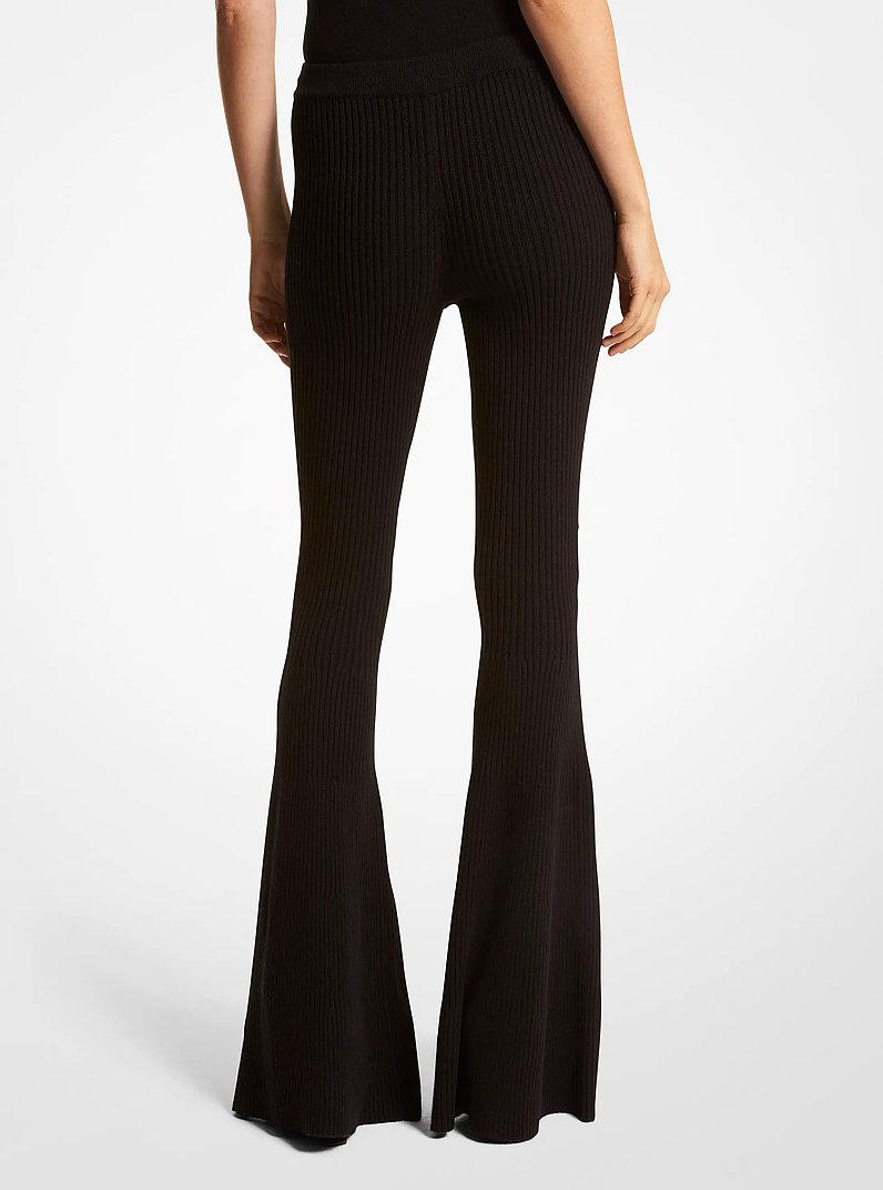 Pantalon &eacute;vas&eacute; en cachemire c&ocirc;tel&eacute; in NOIR | Michael Kors