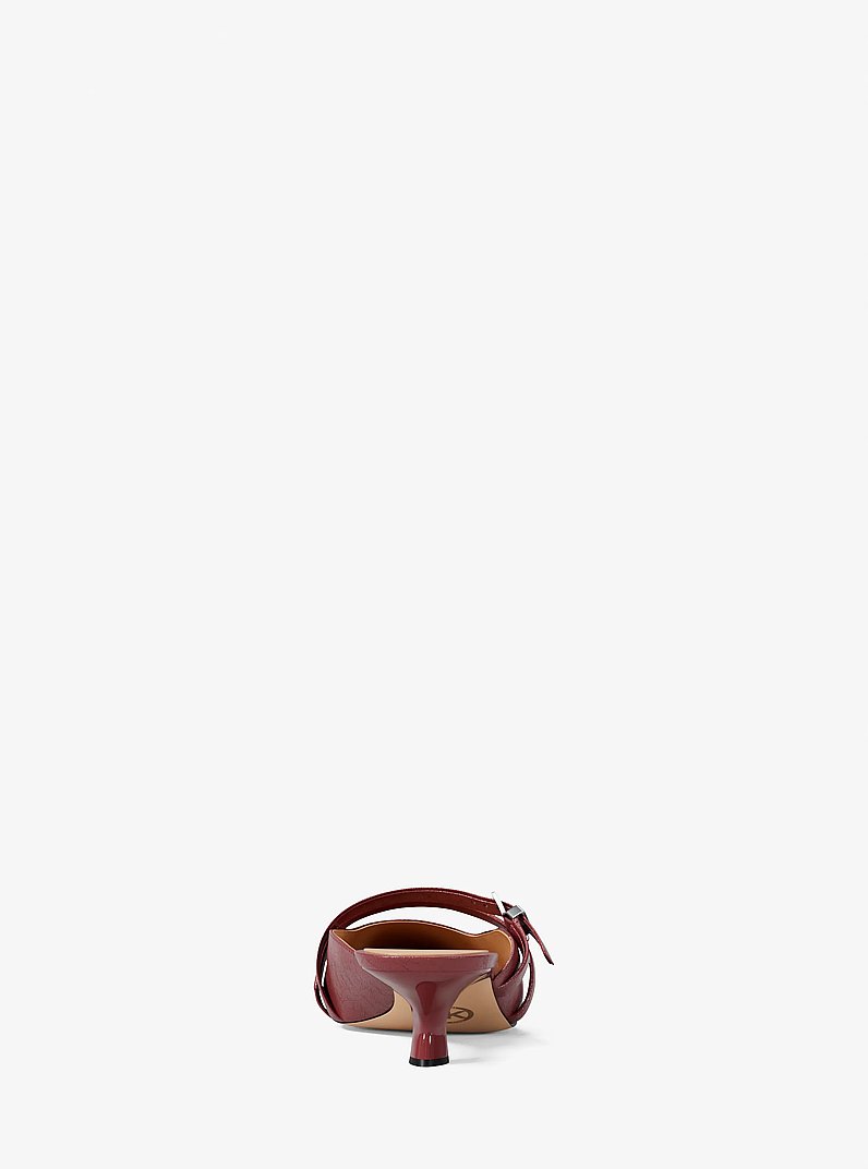 Yvette Crackled Kitten Mule in MAROON | Michael Kors