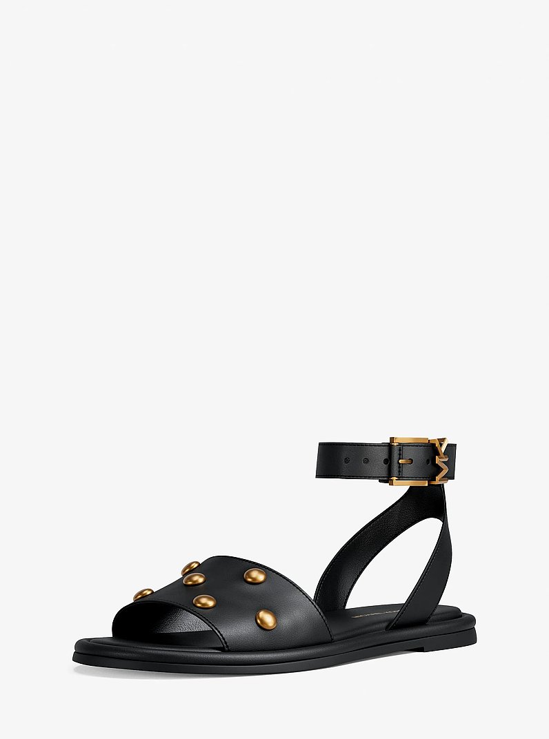 Rosetta Studded Leather Sandal in BLACK | Michael Kors