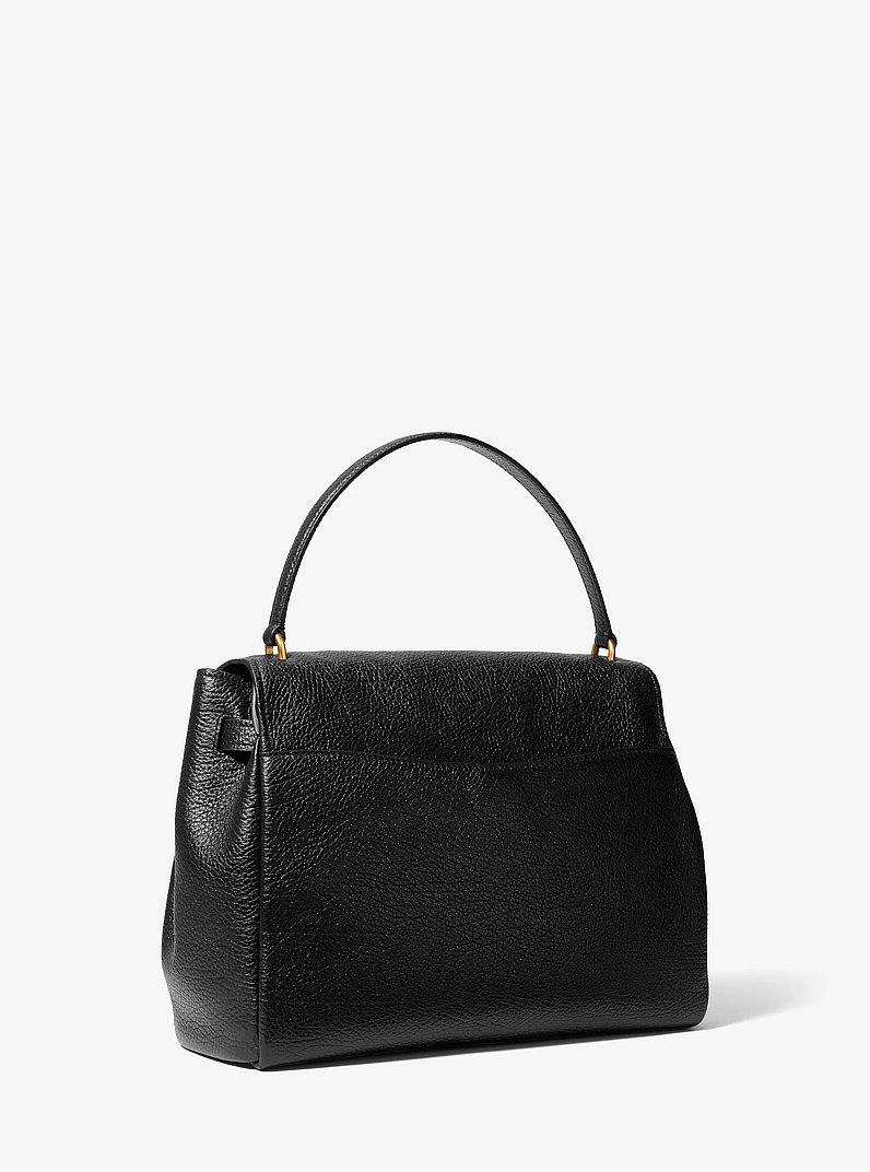 Hamilton Moderne Large Textured Leather Slouchy Satchel in BLACK | Michael Kors