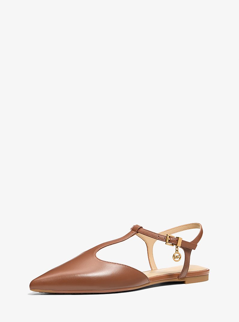 Cherie Leather T-Strap Flat in LUGGAGE | Michael Kors