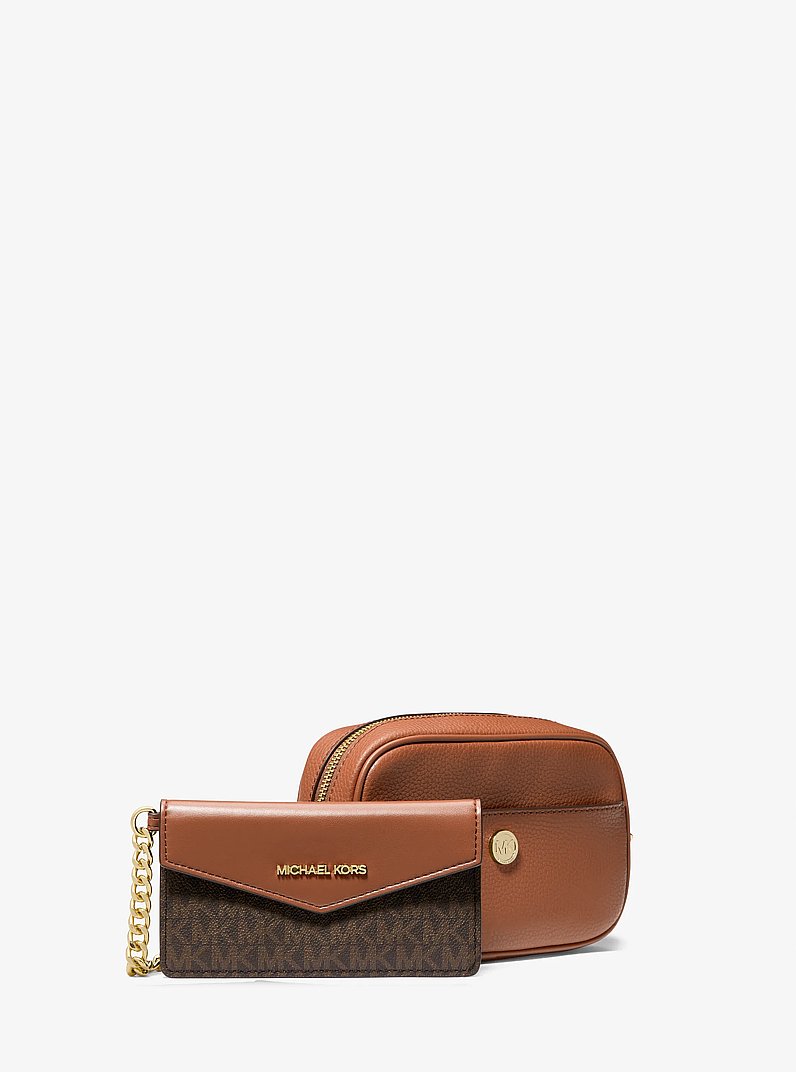 Maisie Small Pebbled Leather 2-in-1 Camera Bag in LUGGAGE - Sale
