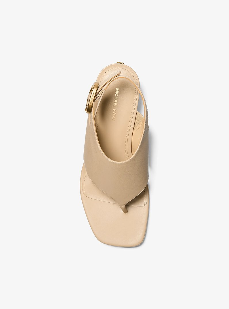 Kya Flex Leather Thong Sandal in KHAKI | Michael Kors
