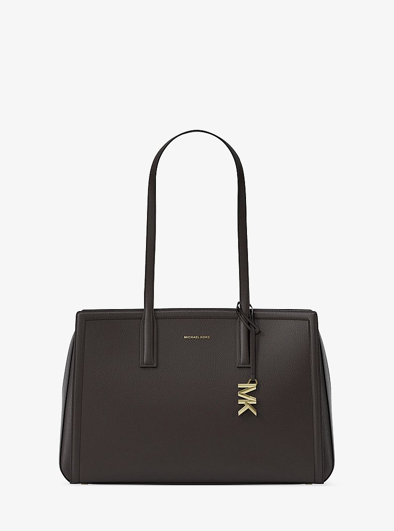 Laila Medium Leather Tote Bag in CHOCOLATE | Michael Kors