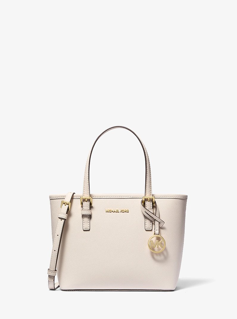 Tr&egrave;s petit sac fourre-tout Jet Set Travel en cuir Saffiano &agrave; fermeture &eacute;clair sur le dessus in CR&Egrave;ME L&Eacute;GER | Michael Kors