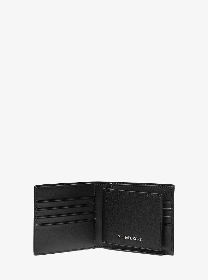 Varick Saffiano Leather Billfold Wallet With Passcase in BLACK | Michael Kors