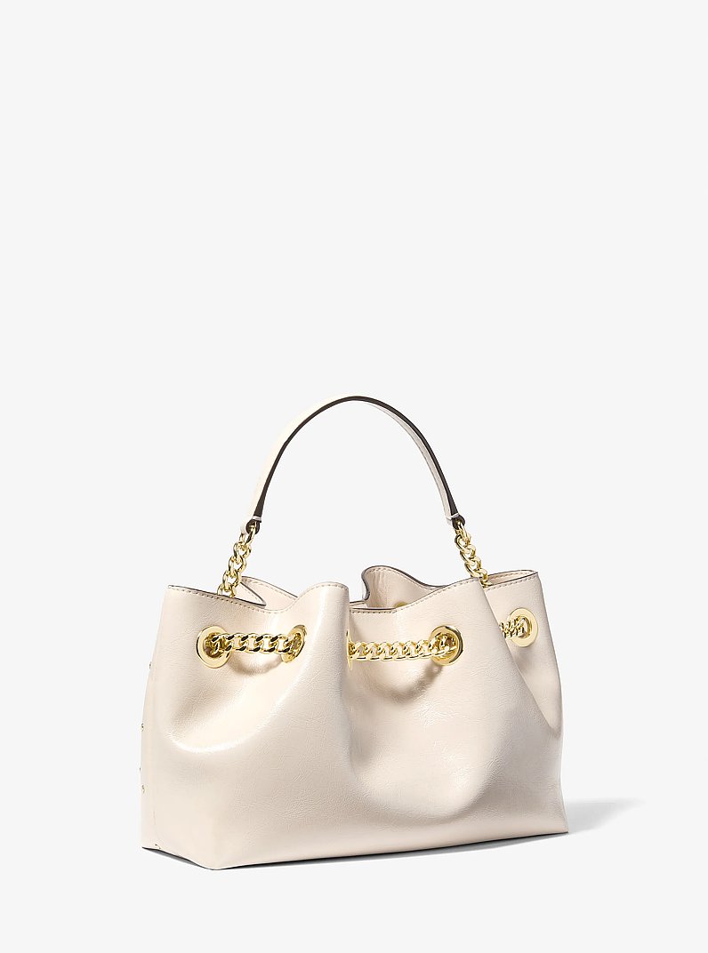 Mina Small Embellished Convertible Pochette in LT CREAM | Michael Kors