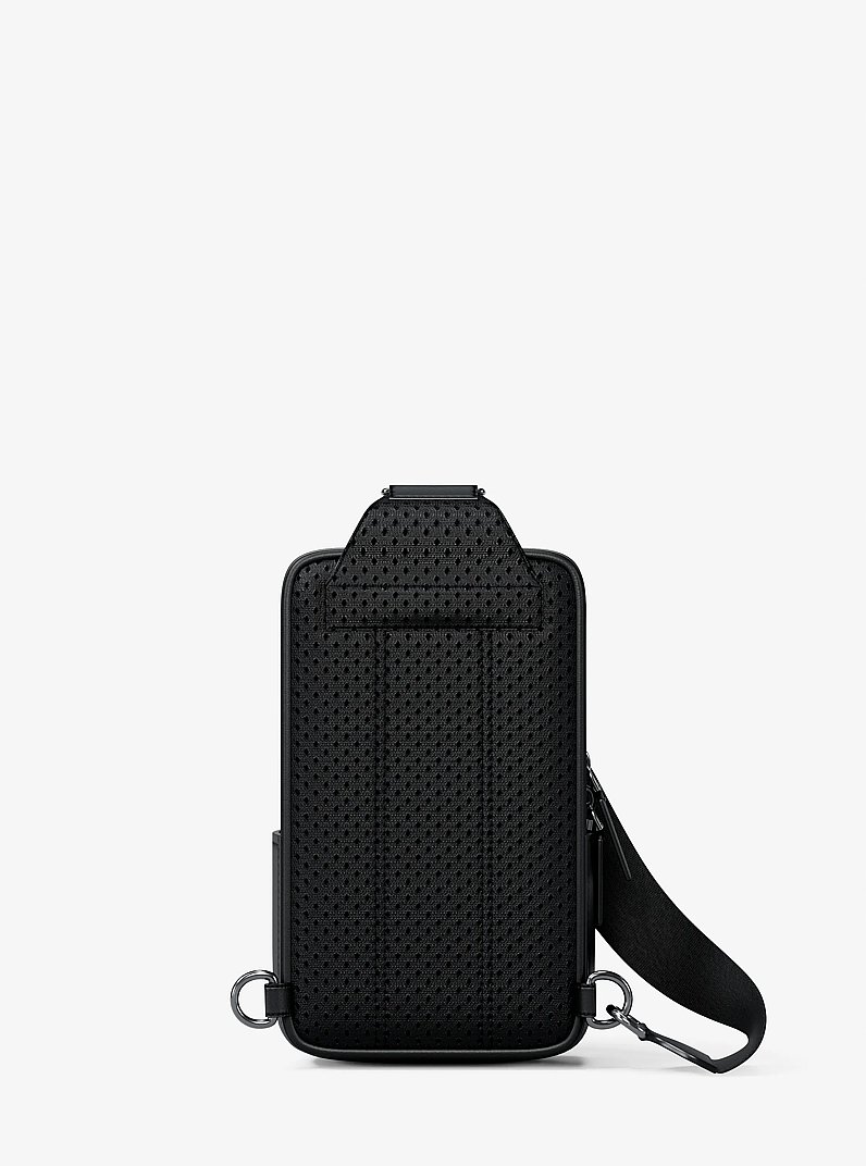 Cooper Medium Pebbled Leather Sling Pack in BLACK | Michael Kors