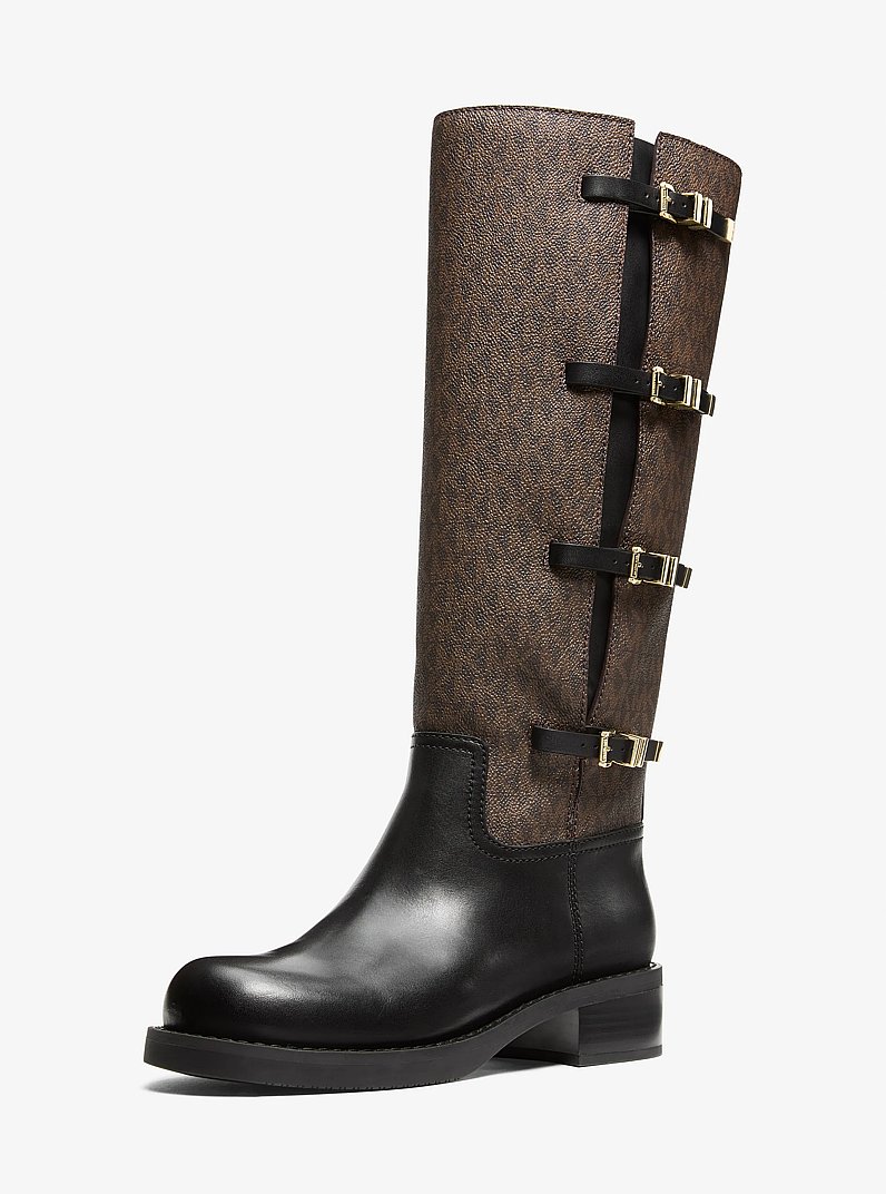 Darrington Signature Logo and Leather Boot in BROWN/BLK | Michael Kors