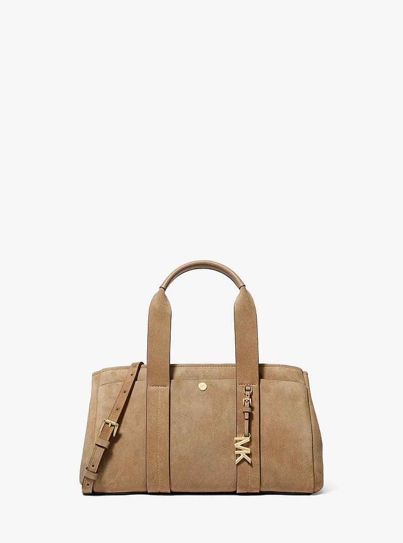 Romee Small Suede Satchel in HUSK | Michael Kors