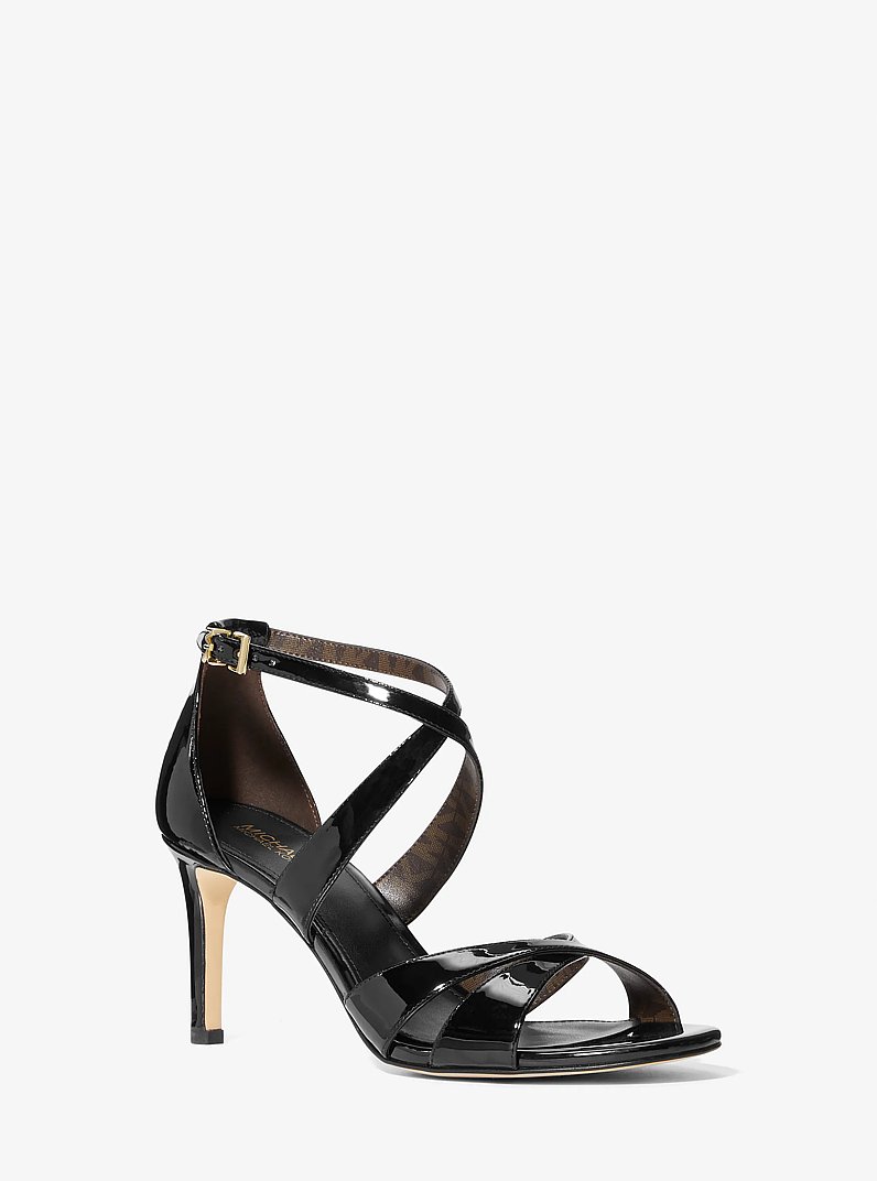 Kinsley Faux Patent Leather Sandal in BLACK | Michael Kors