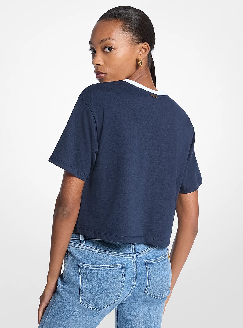T-Shirt aus Baumwolle mit Applikation in MIDNIGHTBLUE | Michael Kors