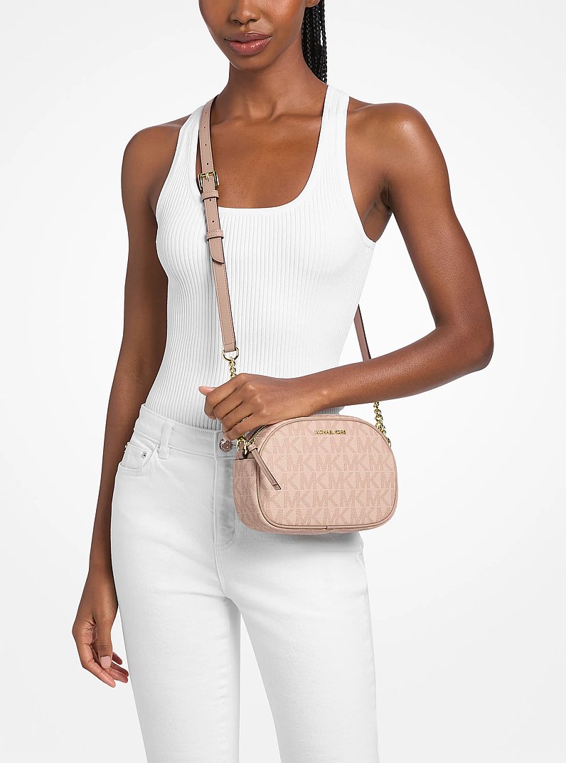 Jet Set Small Signature Logo Oval Crossbody Bag in BALLET | Michael Kors