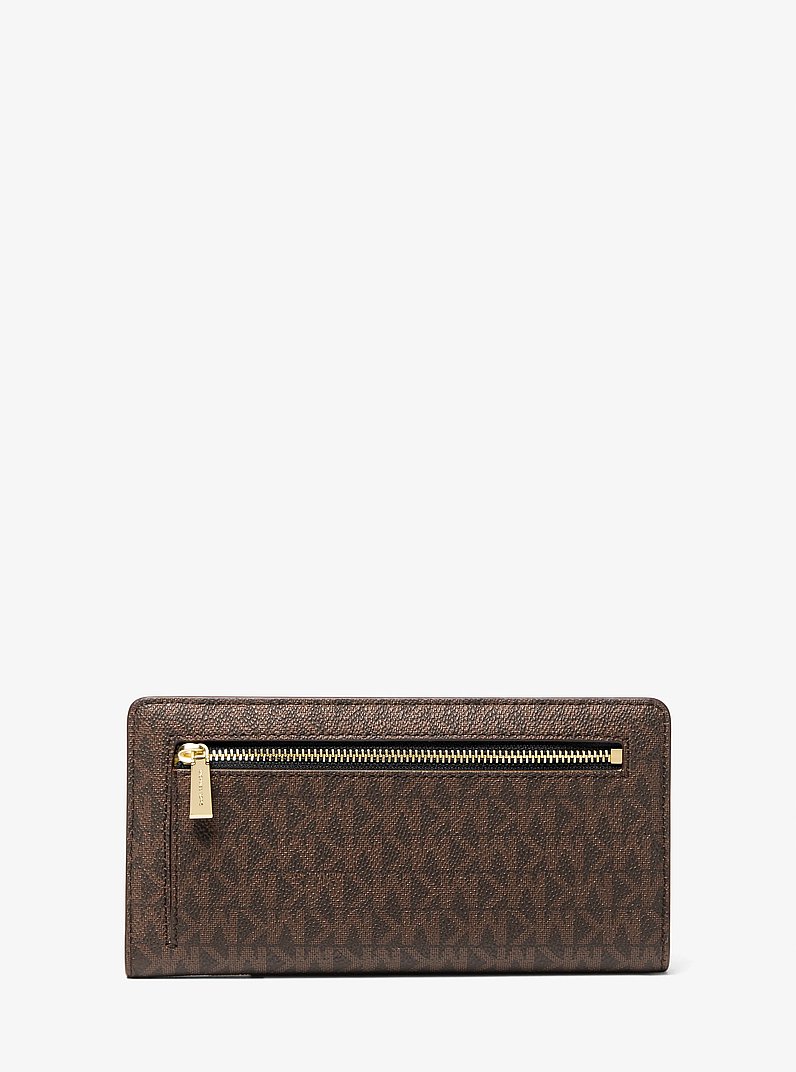 Bryant Large Signature Logo Snap-Front Wallet in BROWN/BLK | Michael Kors