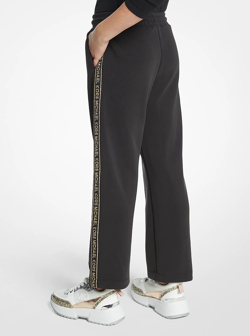 Metallic Logo Tape Stretch Jersey Track Pants