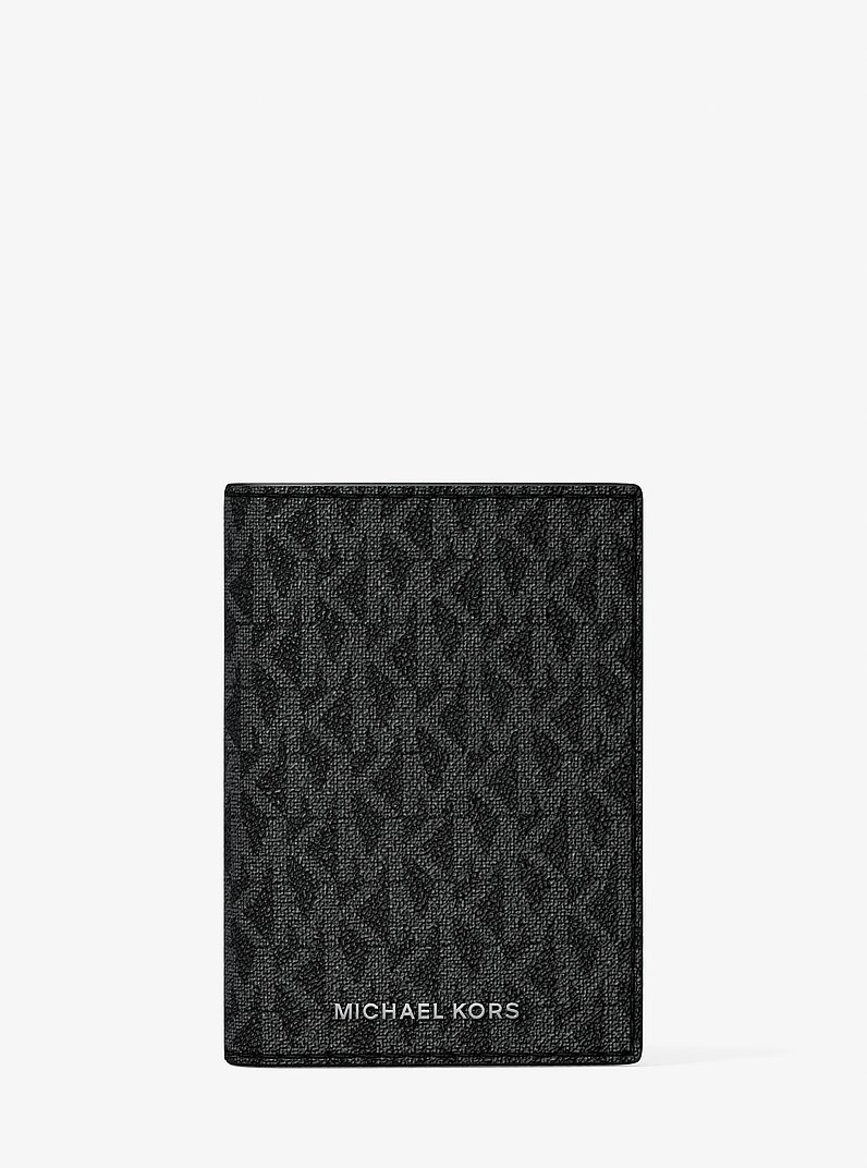 Hudson Signature Logo Folio Card Case  in BLACK | Michael Kors
