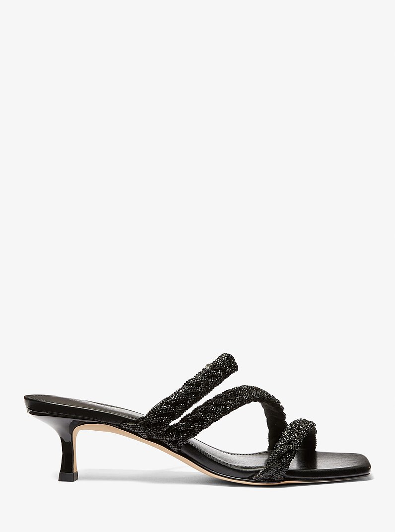 Celia Embellished Kitten Sandal in BLACK | Michael Kors
