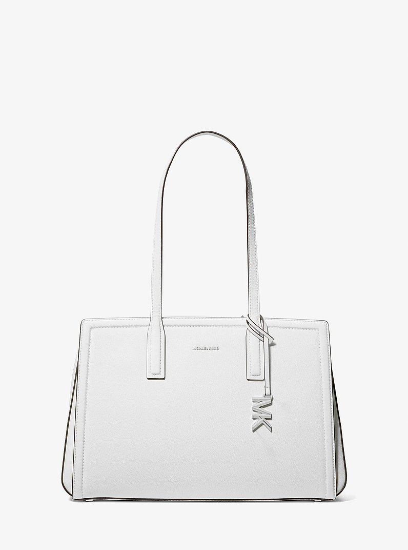 Bolso tote Laila mediano de piel granulada in BLANCO INTENSO | Michael Kors