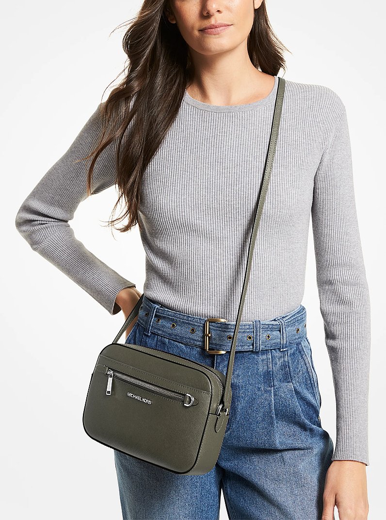 Jet Set Large Saffiano Leather Crossbody Bag in OLIVE | Michael Kors